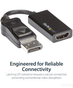 StarTech.com DisplayPort to HDMI Adapter - 4K 60Hz Active DP 1.4 to HDMI 2.0 Video Converter - DP to HDMI Monitor/TV/Display Cable Adapter Dongle - Latching DP Connector (DP2HD4K60S), Black 12 81GRlucEP2L