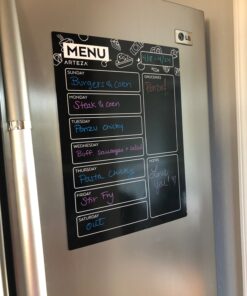 Arteza Dry Erase Magnetic Chalkboard Menu Planner Set (16" x 12" Black Dry Erase Board, 9" x 6" Kitchen Conversion Chart, 12 Colorful fine tip Markers, Microfiber Sponge, Spray Bottle) 16 x 12 Inches 27 81GSNTgjfvL