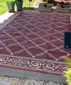 Stylish Camping 119125 9-feet by 12-feet Reversible Mat, Plastic Straw Rug, Large Floor Mat for Outdoors, RV, Patio, Backyard, Picnic, Beach, Camping (Burgundy/Beige) 9x12 Burgundy/Beige 26 81GSfeSFbzL