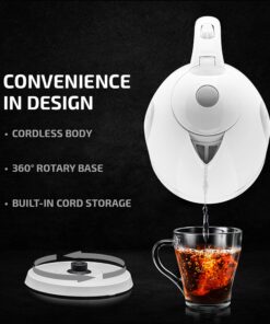 Alternative view of OVENTE Electric Kettle, Hot Water, Heater 1.7 Liter - BPA Free Fast Boiling Cordless Water Warmer - Auto Shut Off Instant Water Boiler for Coffee & Tea Pot - White KP72W