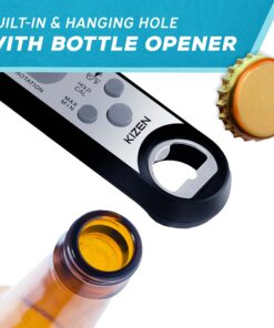 Kizen IP100 Digital Meat Thermometer - Instant Read Waterproof Food Thermometers with Bottle Opener for Kitchen, Outdoor Cooking & Grilling - Black, Lcd 15 81GZSmiReL