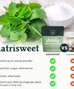 NatriSweet Stevia Powder, 4 oz, Pure Stevia Sweetener with No Additives, No Fillers, Zero Carbs, Zero Calorie, Organic Stevia Powder For Sugar Substitute, 300 Times Sweeter Than Sugar, 800+ Servings 27 81Gbw6uOMCL