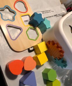 Amazon Basics Wooden Shape Sorter and Rainbow Stacker, Classic Sorting Toy for Babies, Toddlers, Children Age 12+ Months, Multicolor 49 81GcB0vITCL