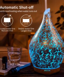 Porseme 280ml Essential Oil Diffuser, 3D Glass Aromatherapy Diffusor, Ultrasonic Cool Mist BPA Free Aroma Humidifier with Timer and Color Changing Function, Waterless Shut-Off for Home Office Room G3-280ml Silver Plated Aladdin Vase 17 81GcIbYvEwL