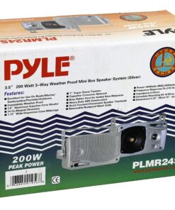 Pyle 3-Way Waterproof Marine Box Speakers - 3.5" 200 Watt Dual Indoor Outdoor Speaker System - Weatherproof/Waterproof Outdoor Speaker - Home, Boat, Pool, Patio Indoor Outdoor Use PLMR24S (Silver) Silver 20 81GchGy6HcL