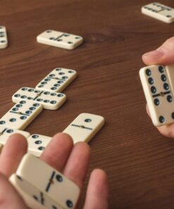 Premium Set of 28 Double Six Dominoes with Wood Case, Brown, 28 Piece (12-2408) 7 81Gcoc2BAwL