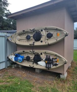 Heavy Duty Garage Indoor Kayak Storage Hooks Hanger, Wall Mounted Utility Hanging Cradle Rack for Canoe Paddle Board, Ladder, Folding Chairs, Hose, Bicycle and Tools (4 Pack, Black) 39 81GeIO91OWL