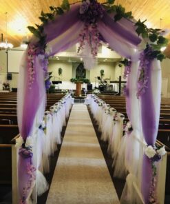 Fun Express Two Hearts Wedding Aisle Runner - White with Hear Designs - 100 feet Long - Perfect for Indoor, Outdoor, Beach Weddings - Polyester 26 81GeMVlB1yL