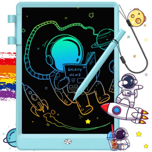 FLUESTON LCD Writing Tablet, Doodle Board Toys Gifts for 3-8 Year Old Girls Boys, 10 Inch Colorful Electronic Board Drawing Pad for Kids, Gifts for Toddler Educational Learning Travel Birthday, Blue Delightful Dolphin Blue