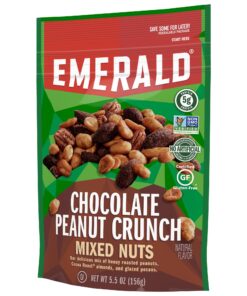 Emerald Nuts Chocolate Peanut Crunch Mixed Nuts (6-Pack) | Features Cocoa Roasted Almonds, Kettle Glazed Pecans, Kettle Glazed Peanuts | 5.5 Oz Resealable Bag | Kosher Dairy Certified, Non-GMO, Contains No Artificial Preservatives, Flavors or Synthetic... 12 81Gh83a2AL