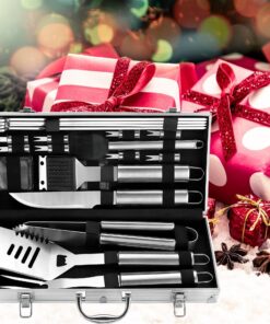 ROMANTICIST Complete Grill Accessories Kit - The Very Best Grill Gift on Birthday Wedding - Professional 21PC BBQ Accessories Set with Case for Outdoor Camping Grilling Smoking SILVER-1 25 81Gj9Q13I8L