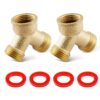 Litorange (2 PACK) Solid Brass Lead-Free Body Backyard 2 Way Y Valve Garden Hose Connector MHT 3/4" Inch Thread Splitter Adapter + 4 Silicone Hose Washers 2 Pack