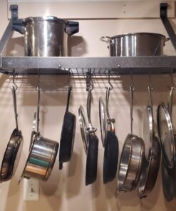 Enclume Premier Deep Bookshelf Wall Pot Rack, Hammered Steel Large Alloy Steel 5 81GjXFzKUKL