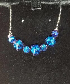 PLATO H Crystal Cube Curved Bar Necklace for Women with Gift Box Unique Dainty Jewelry Anniversary Mother's Day Gifts Blue 33 81GjlPxxOOL