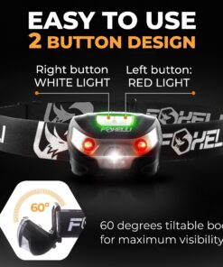 Foxelli Rechargeable Headlamp Flashlight - Super Bright LED Head Lamp for Running, Camping, Hiking & Work, Lightweight Comfortable Head Light for Adults and Kids Black 23 81Gl4boAujL