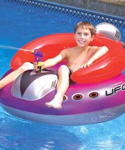 Alternative view of SWIMLINE ORIGINAL Inflatable UFO Spaceship Pool Float Ride On With Fun Constant Flow Laser Ray Gun Water Squirter For Kids , Cool Retro Style, For Beach Ocean Pool Lake , Extra Thick Large Floatie Swimline UFO Spaceship Squirter