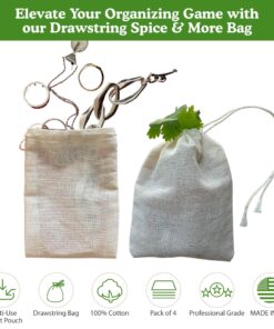 Regency Wraps 100% Cotton Drawstring Bag, Pouches for Enclosing Bulk Spices, Tea, Potpourri, and Jewelry, 100% Cotton Mini Bags, 3" x 4", Pack of 4, Natural 14 81GpcFDNrL