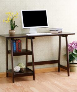 SEI Furniture Langston Spacious A Frame 2 Fixed Shelves Desk, Espresso 35 81GqsKOqCWS