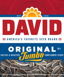 DAVID Seeds Original Salted and Roasted Jumbo Sunflower Seeds, Keto Friendly Snack, 5.25 OZ Bags, 12 Pack 5.25 Ounce (Pack of 12) 26 81Gr7spADaL
