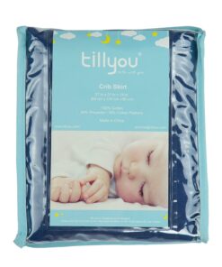 TILLYOU Crib Bed Skirt Navy Pleated for Baby Boys Girls, 100% Natural Soft Dust Ruffle, Standard Nursery Bedding Toddler Bedskirt Solid, 14" Drop Navy Blue Cotton 17 81GrPF0BNCL