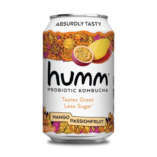 Humm Kombucha Mango Passionfruit - Organic, Vegan & GMO-Free (12 Pack) 12 Fl Oz (Pack of 12)