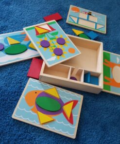 Melissa & Doug Beginner Wooden Pattern Blocks Educational Toy With 5 Double-Sided Scenes and 30 Shapes 31 81GsGm7d7mL