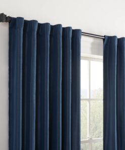 Eclipse Fresno Modern Blackout Thermal Rod Pocket Window Curtain for Bedroom (1 Panel), 52" x 84", Dark Blue 52 in x 84 in 17 81Gtm13AQwL