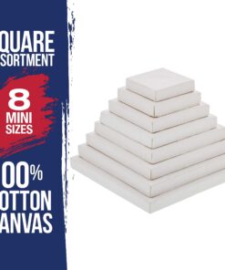 U.S. Art Supply Mini Stretched Canvas 10-Ounce Primed Square Assortment (8-Canvases Square inch Sizes - 1-1/2", 2", 2-1/2", 2-3/4", 3-1/4", 3-5/8", 4", 4-1/2") 20 81Gu81bGJL