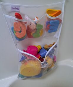 Original Tub Cubby Bath Toy Storage - Hanging Bath Toy Holder, with Suction & Adhesive Hooks, 14"x20" Mesh Net Shower Caddy for Kids Bathroom Decor, Bedroom & Car Toy Organizer - Bonus Hooks Original Tub Cubby 35 81GuimkXTrL