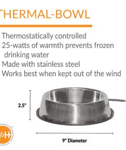 K&H Pet Products Thermal-Bowl Outdoor Heated Cat & Dog Water Bowl Stainless Steel 102 Ounces 11 81GunPu5b7L