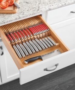 Rev-A-Shelf Dual Row Trim To Fit Knife Block Drawer Organizer with Storage Holder for Kitchen Utensils, 55 Slot Cutlery Tray, Wood, 4WDKB-1 Natural 28 81GvvYtyvjL