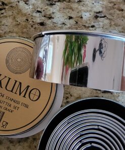 JOKUMO 12 Piece Plain Round Pastry/Cookie Cutter Set Heavy Duty Commercial Grade 18/8 304 Stainless Steel - Metal Marked Size – Perfect For Cooking Enthusiast 12 Pcs Commercial Grade Plain Round Cutter Set 33 81GwircKcfL