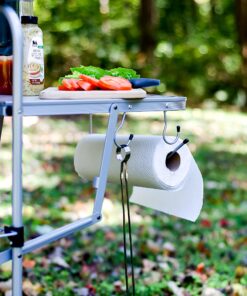 Camco Olympian Deluxe Portable Grill Table | Provides Plenty of Room for Grilling Gear | Ideal for Picnics, Camping, Boating, Tailgating, and Backyard BBQs | (57293) Silver Camping Grill Table 44 81Gwnbxx1VL