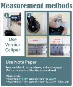 IKEA Chair Only Office Chair Caster Wheel Replacement, 10mm Stem ft. Band Braket 2.5 inch Roller Blade, Best Protection for All Kinds of Floors, No Noice, Smooth & Silent (Black, Grey/Black) 2.5 inch Black 23 81Gyh PAelS 2