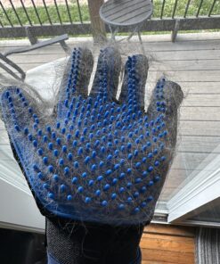DELOMO Upgrade Pet Grooming Gloves Cat Brushes for Gentle Shedding - Efficient Pets Hair Remover Mittens - Dog Washing Gloves for Long and Short Hair Dogs & Cats & Horses - 1 Pair (Blue) 1A Blue- 1 Pair 45 81H jJOjBeL