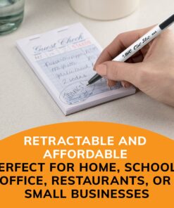 BIC Clic Stic Black Retractable Ballpoint Pens, Medium Point (1.0mm), 12-Count Pack, Round Barrel Design for Comfortable Writing 12 Count (Pack of 1) 11 81H0rB5zmL