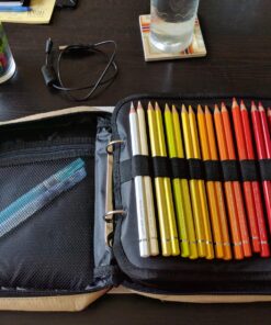 Derwent Pencil Case, Canvas Carry-All Bag Pencil Holder with Removable Shoulder Strap, Holds up to 132 Pencils and Supplies (2300671) , Brown Carry All 132 Capacity 55 81H1HulydcL