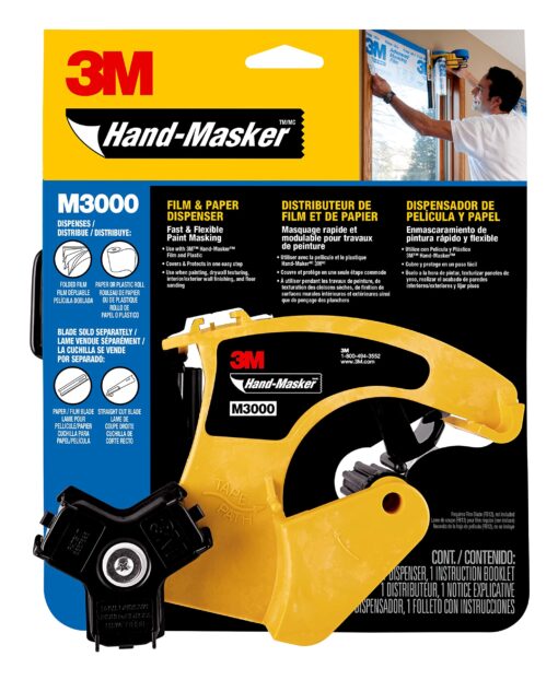 Scotch M3000 3M Hand Masked Tape Dispenser, Film & Tape, Yellow Film & Tape Dispenser