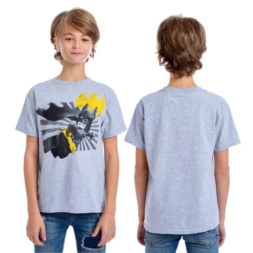 DC Comics Boys' Lego Batman Characters Graphic Designs Round Neck Short Sleeve T-Shirt 14-16 Gray