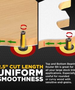 Router Bits for Woodworking - Pattern Flush Trim Router Bit Top & Bottom Bearing - 2-½” Cutter 3/4" Diameter - Premium C3 Carbide Cutters Router Bits - Wood Straight Router Bits 1/2 Shank - 14135 2-1/2" Length - 3/4" Width - 1/2" Shank 23 81H2zVEnnTL