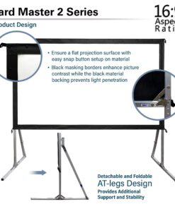 Elite Screens Yard Master 2, 110-INCH Outdoor Projector Screen with Stand 16:9, 8K 4K Ultra HD Fast Fold Portable Movie Screen Foldable Easy Snap On Cinema Theater, OMS110H2 16:9 Aspect Ratio Front Projection 26 81H3QmMT34L 1