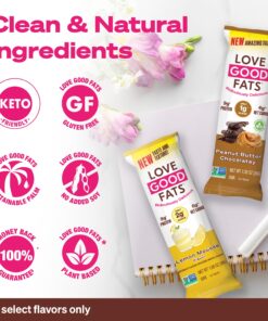 Love Good Fats Keto Protein Snack Bars - Chocolate Lover Variety Pack - 1-2g Sugar, 8-10g Protein, 5g Net Carbs, Gluten-Free, Non GMO - Peanut Butter, Mint, Lemon Mousse, Coconut - 4 Flavors (12 Pack) Chocolate Lovers Variety Pack 13 81H4ZHZEdkL