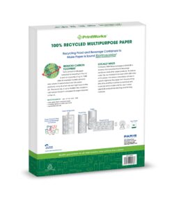 Printworks 100 Percent Recycled Multipurpose Paper, 20 Pound, 92 Bright, 8.5 x 11 Inches, 400 sheets (00018), White 1 Ream: 400 Sheets 6 81H5 5LjuPL 1