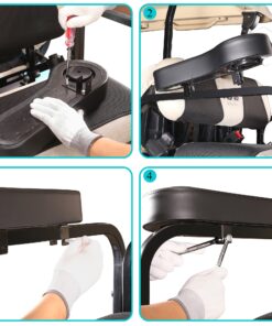 9.99WORLD MALL Golf Cart Armrest-Premium Leather, No Drilling with Cup Holder Rear Seat Kit for EZGO/Club Car/Other, Upgrade Support Frame, Suitable for 1.0" Square Tube Frame Black 10 81H5y41XoKL