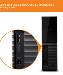 Western Digital 8TB My Book Desktop External Hard Drive, USB 3.0, External HDD with Password Protection and Backup Software - WDBBGB0080HBK-NESN 36 81H6juk5QrL