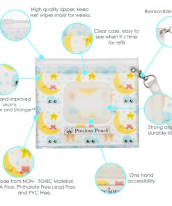 Precious Pouch Best Refillable Wet Wipe Dispensers. Portable, Lightweight and Travel Friendly. (Twinkle Little Star, 2 Extra Large+1 Mini Pouches) Large + Mini Set Twinkle Little Star 12 81H9LOGQY4L