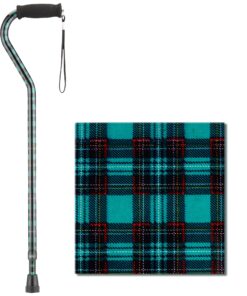 NOVA Designer Walking Cane with Offset Handle, Lightweight Adjustable Walking Stick with Carrying Strap Green Plaid Design 5 81HBxpTV8AL