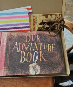 T-HAOHUA Anniversary Photo Album Scrapbook - Our Adventure Book Wedding Photo Album Scrapping 11.6"x7.5" inches, 80 Pages - Includes Bonus 5 Postcards and 5 Self-Adhesive Photo Corners multicolored 31 81HC9NnAVAL