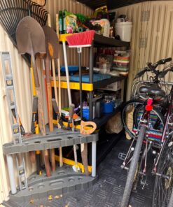 Rubbermaid Plastic Garage Corner Tool Tower Rack, Easy to Assemble, Organizes up to 30 Long-Handled Tools/Rakes/ Brooms/Shovles for Home/House/Outdoor/Sheds Corner Tower 34 81HCiYGLckL