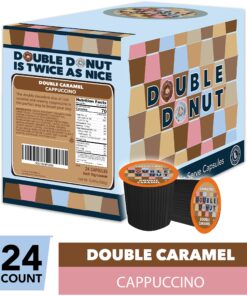 Double Donut Cappuccino Coffee Pods, Caramel Cappuccino, Single Serve Coffee for Keurig K Cups Brewers, 24 Count 24 Count (Pack of 1) 8 81HEd7OscJS